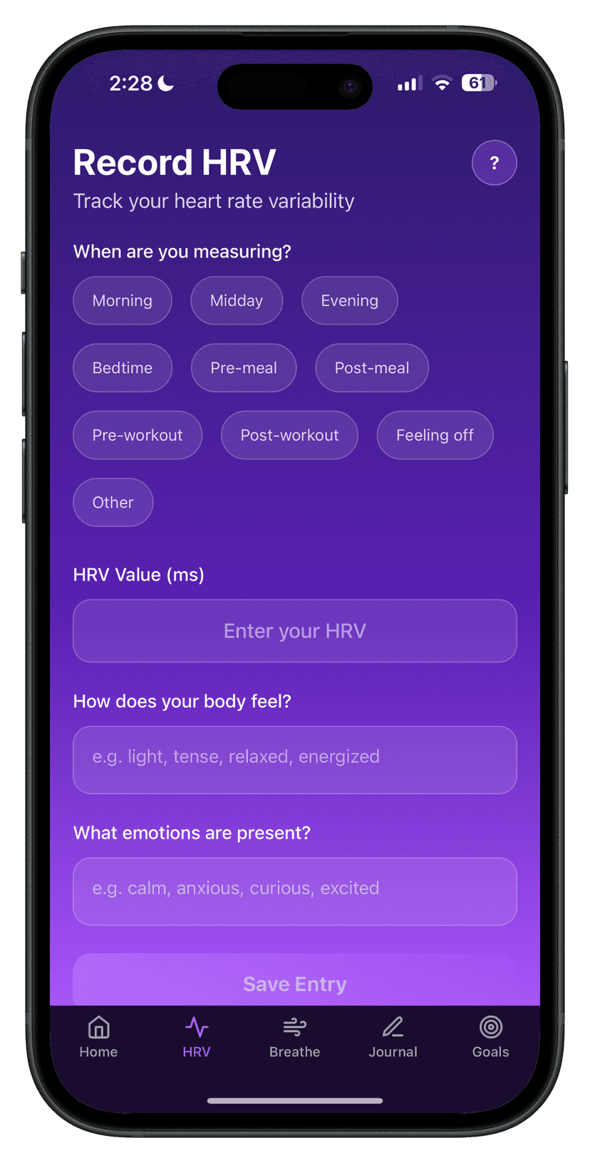 Record and Track HRV